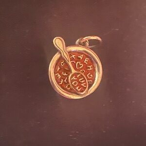 James Avery Retired Red Alphabet Luv You Soup  Charm With Box - New Rare HTF